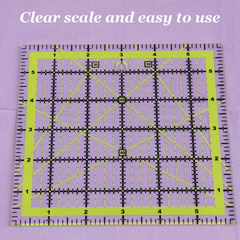 UOOU Quilting Ruler (6"X6") 1 Pack, Square Quilting Rulers Fabric Cutting Ruler Acrylic Quilters Rulers Clear Mark for Easy Precision Cutting and Crafts Quilting and Sewing - Image 5